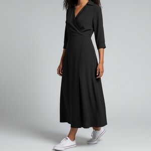 Unmarked Elegant Black Wrap Maxi Dress in Size Large